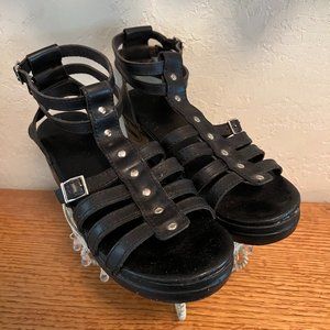 Sanita Gladiator Black Leather Strappy Sandals, EURO 30, US 8.5-9